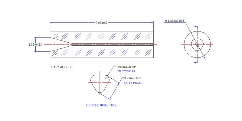 Dimension Drawing of TB Glass Capillaries